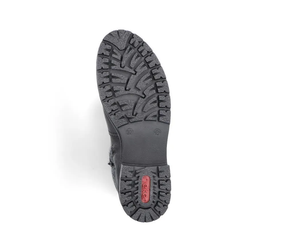 Rieker Damen Stiefel Hochschaftstiefel Slipper gefüttert grau