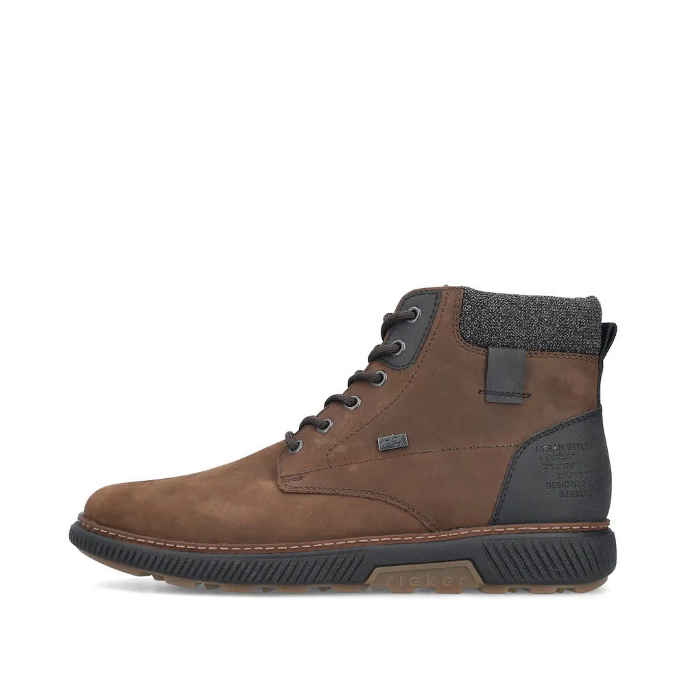 Rieker Herren Schnürstiefel Freizeitstiefel Stiefelette gefüttert braun