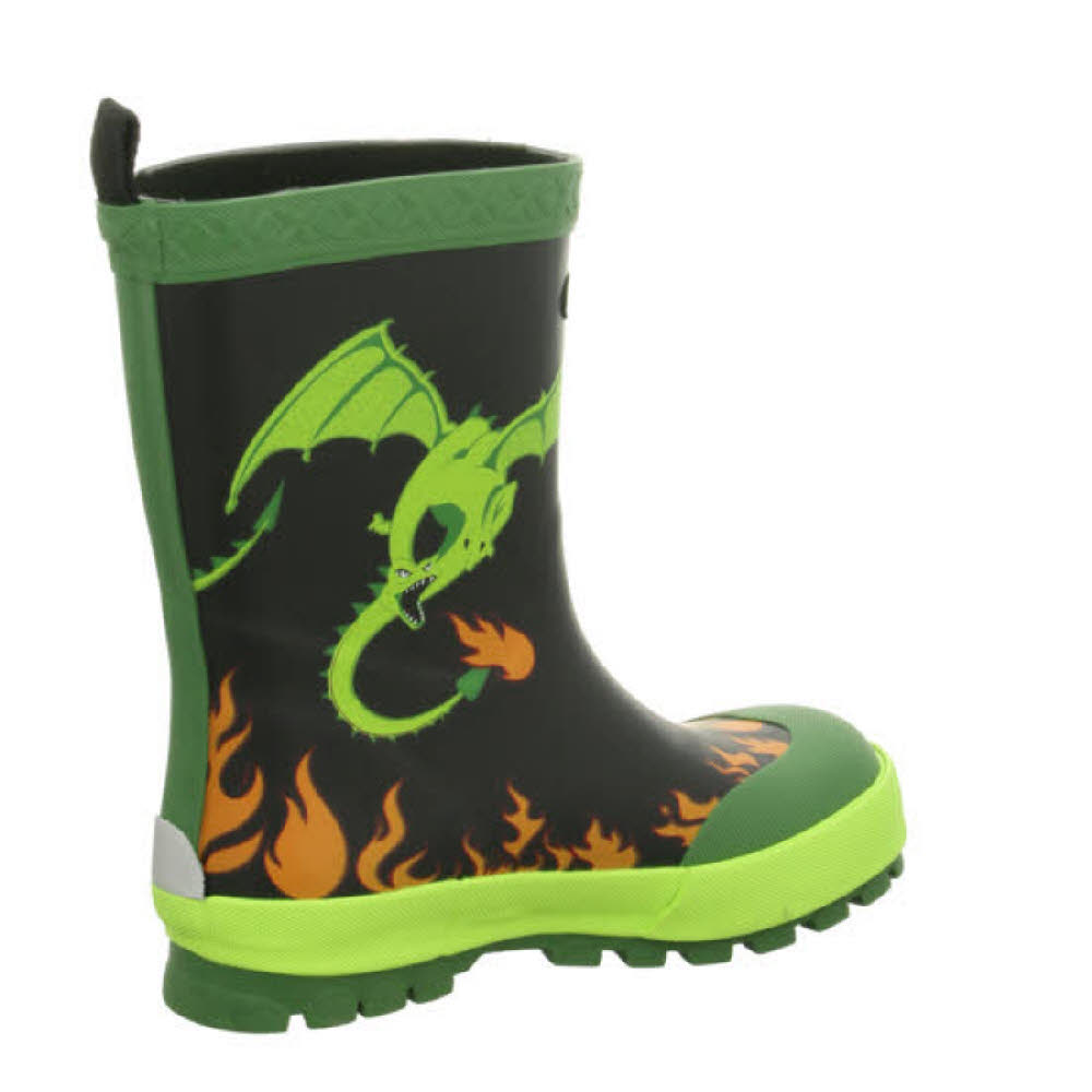 VIKING JU DRAGE Jungen Gummistiefel ungefüttert Regenstiefel waterproof Black/Lime NEU