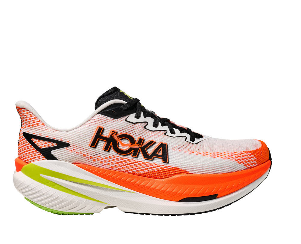 Hoka MACH X 3 Herren Laufschuhe Joggingschuhe white/neon tangerine