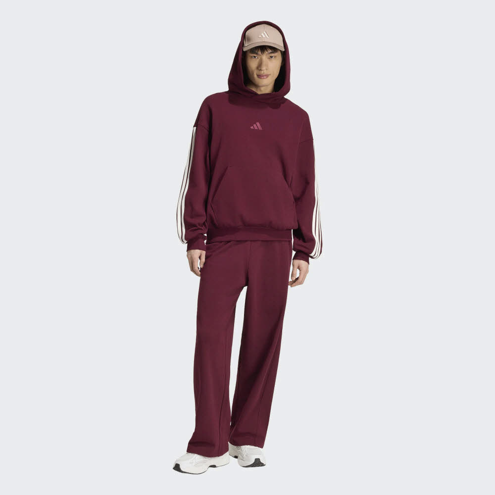 adidas KIT 3-STRIPES Herren Hoodie Kapuzenpullover maroon/off-white