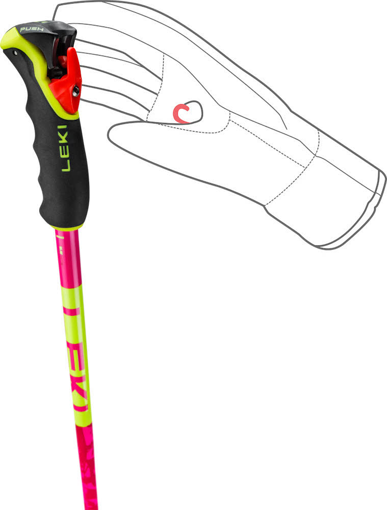 Leki Spitfire Vario 3D Unisex Skistöcke verstellbar Ski Poles pink/gelb