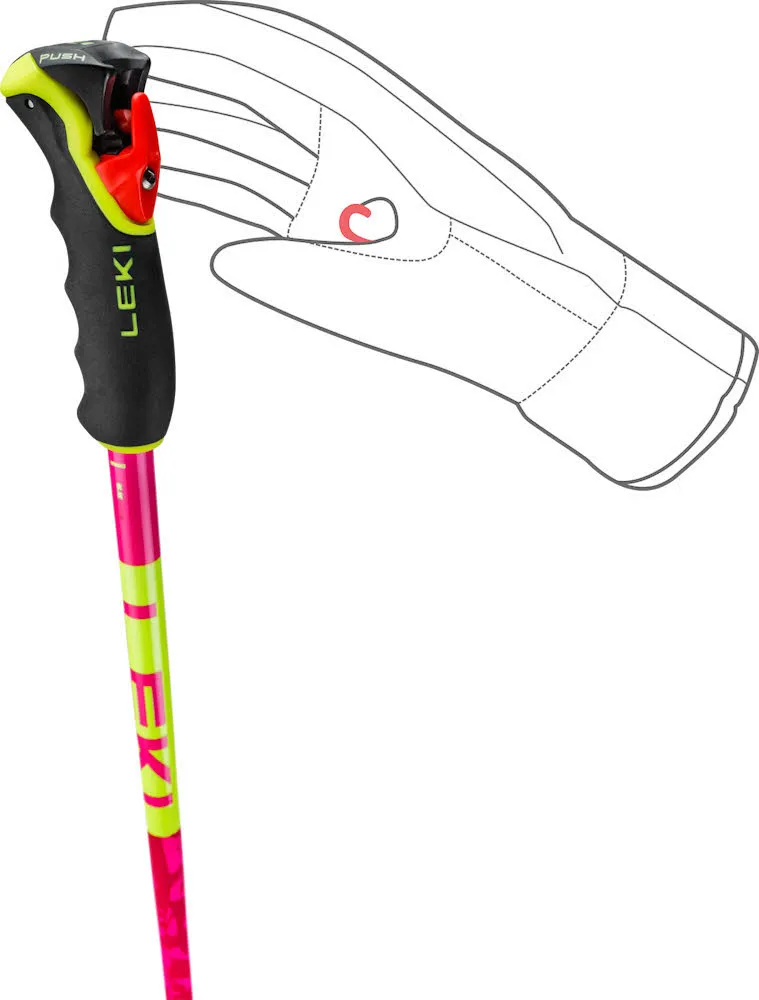 Leki Spitfire Vario 3D Unisex Skistöcke verstellbar Ski Poles pink/gelb