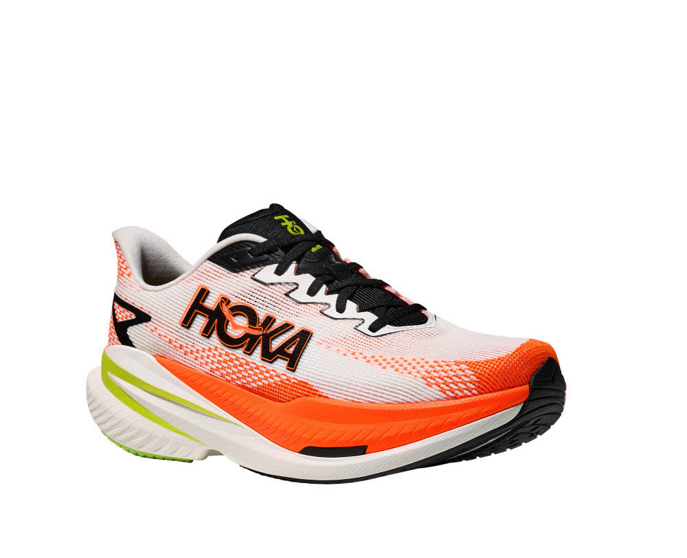 Hoka MACH X 3 Herren Laufschuhe Joggingschuhe white/neon tangerine