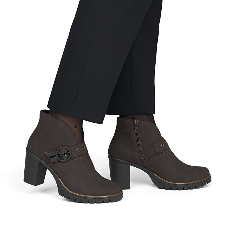 Rieker Damen Stiefeletten Slipper braun