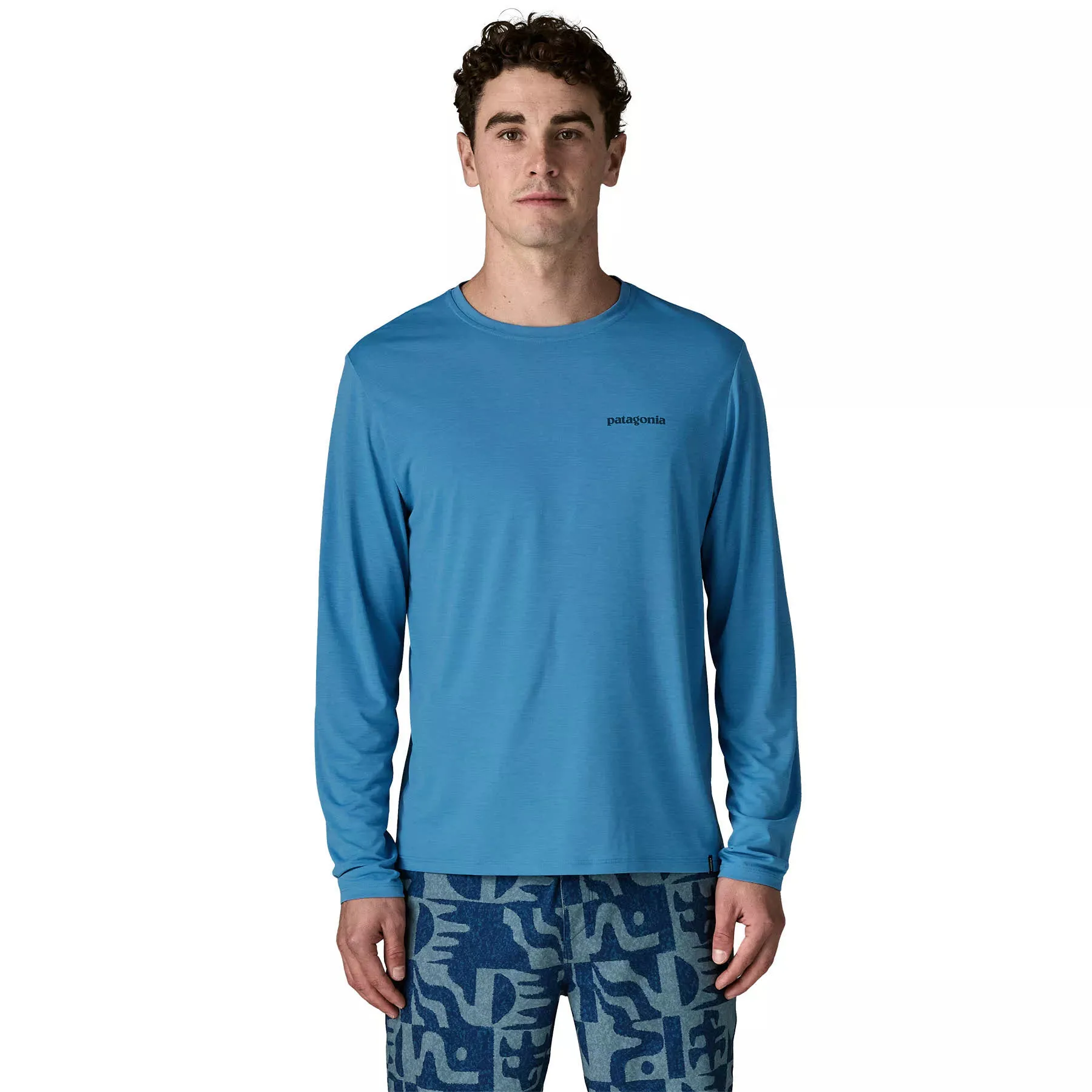 Patagonia Long-Sleeved Capilene® Cool Daily Shirt - Boardshort Logo Herren blau