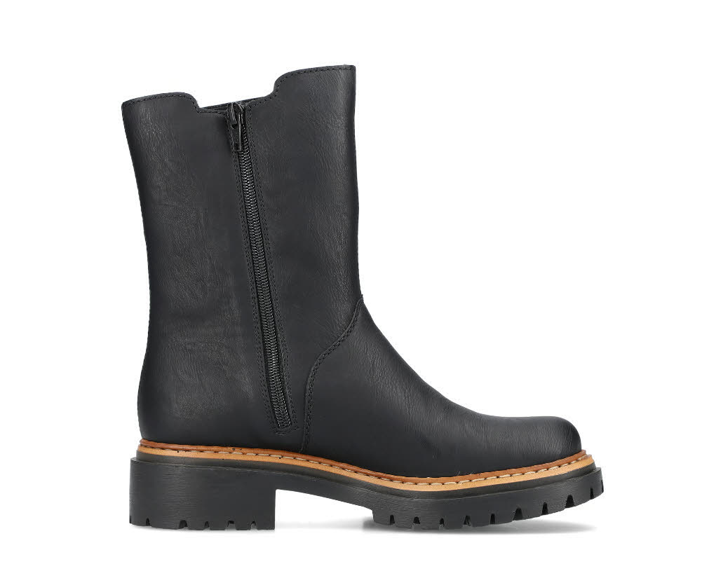 Rieker Damen Chelsea Boots Stiefeletten Slipper gefüttert nachtschwarz