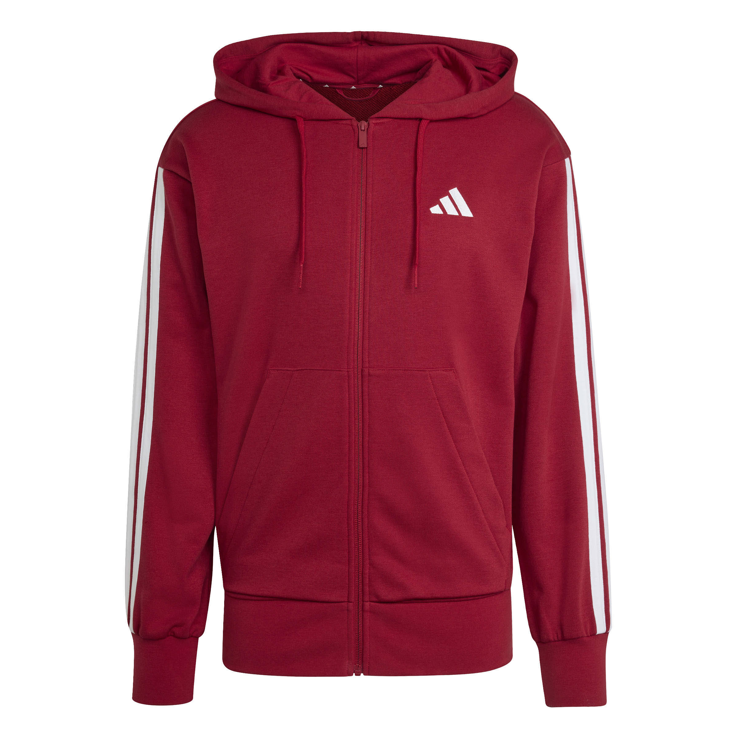 Adidas Essentials 3-Streifen French Terry Herren Kaputzensweat rot