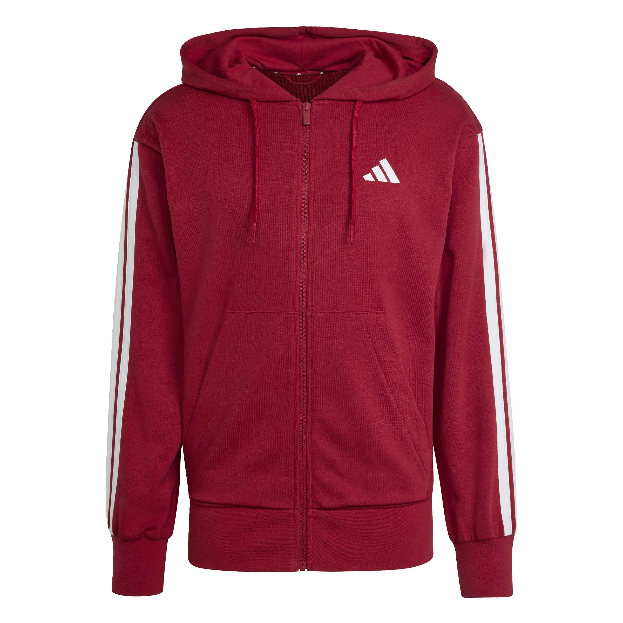 Adidas Essentials 3-Streifen French Terry Herren Kaputzensweat rot