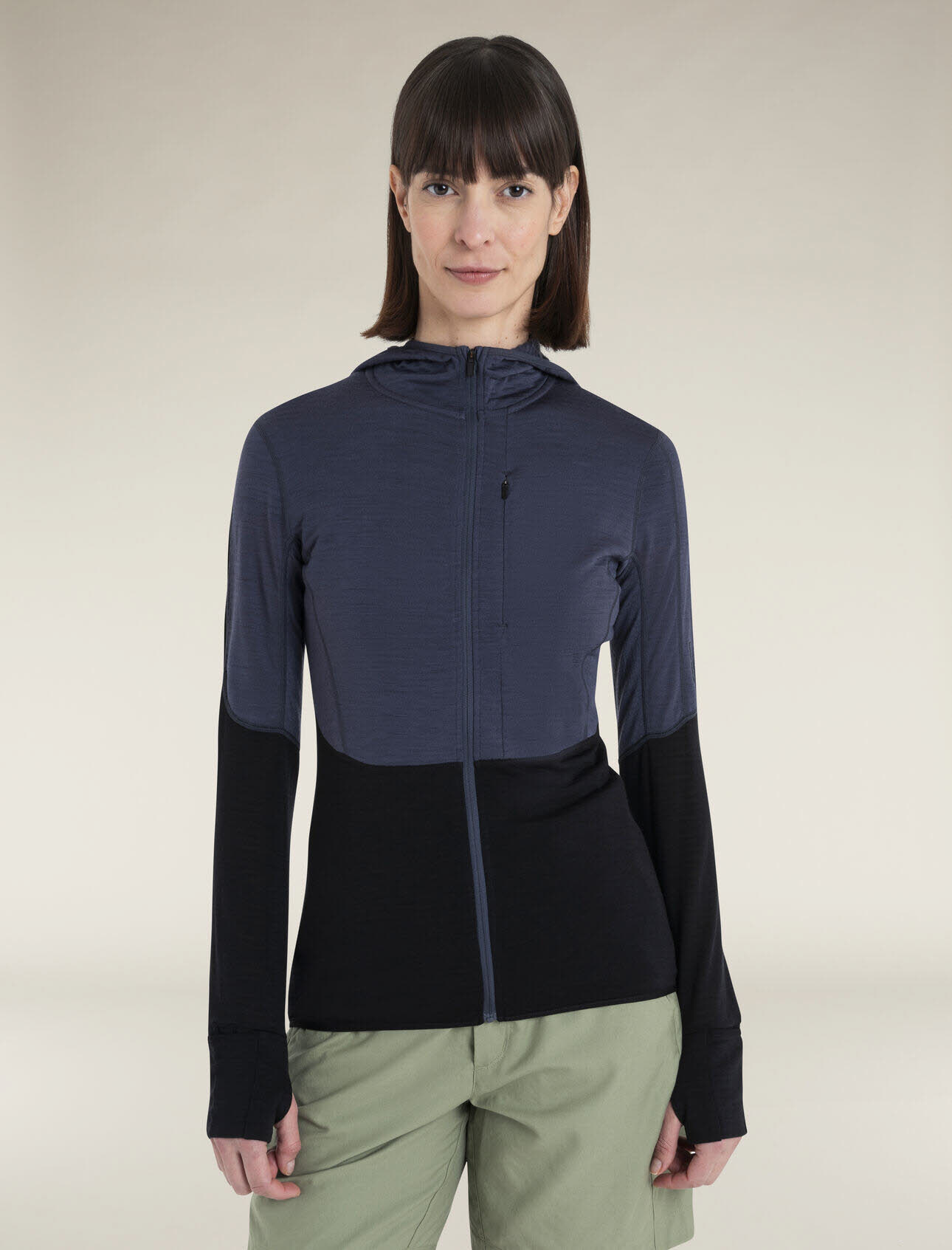 Icebreaker Merinomix 200 Realfleece™ Descender Zip-Hoodie Fleecejacke Damen dunkelblau