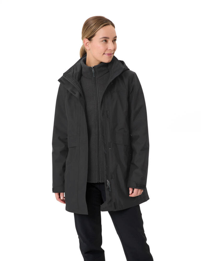 VAUDE Idris 3in1 Parka IV Damen 3in1 Mantel schwarz