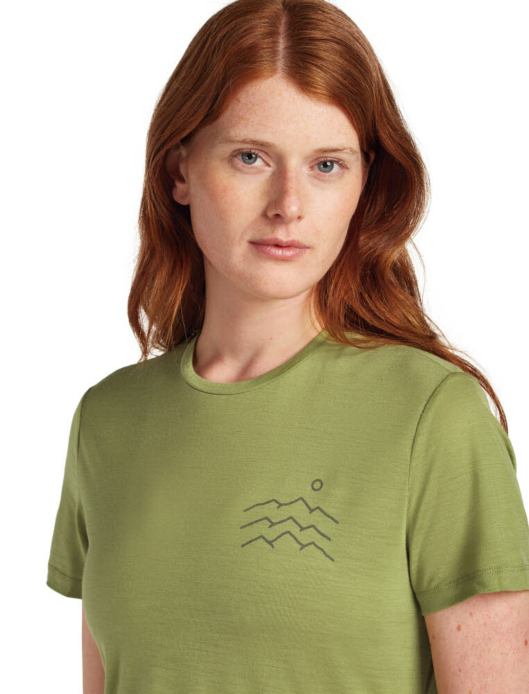 Icebreaker Merinomix 125 Cool-Lite™ Sphere Kurzarm T-Shirt Across the Peaks Damen grün