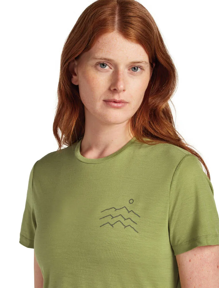 Icebreaker Merinomix 125 Cool-Lite™ Sphere Kurzarm T-Shirt Across the Peaks Damen grün