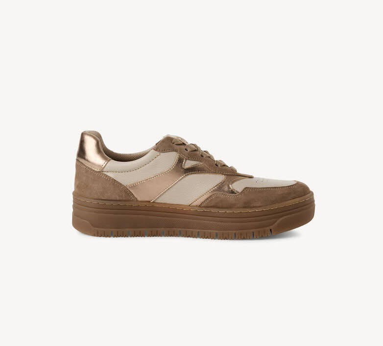 Tamaris Women Lace-up Damen Sneaker braun/gold