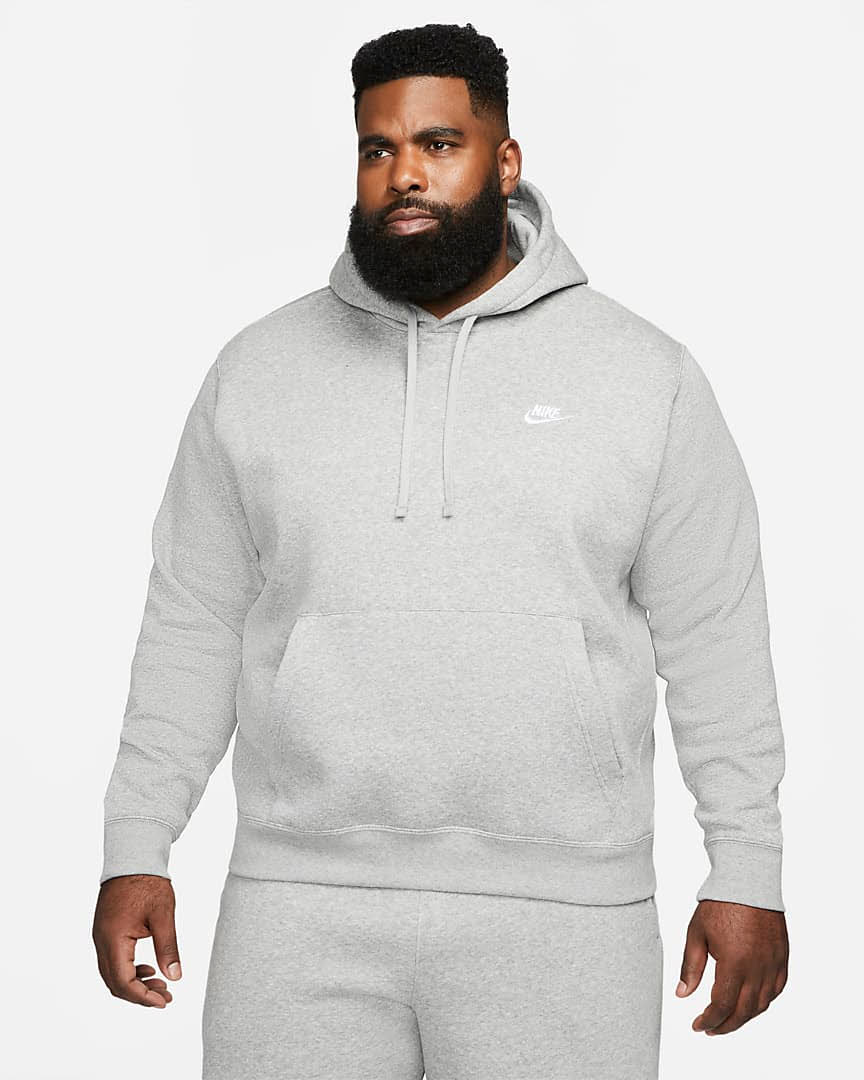 Nike M NSW CLUB HOODIE Herren Kapuzenpullover Freizeitpulli Grau NEU