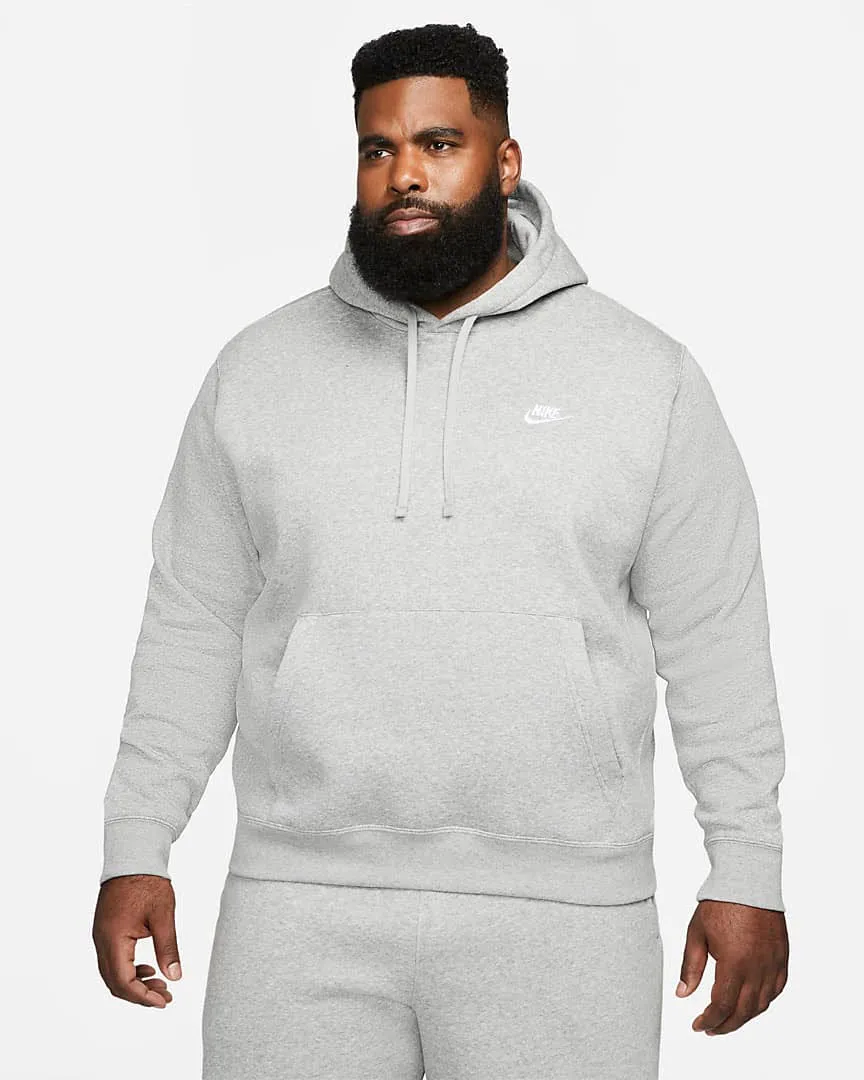 Nike M NSW CLUB HOODIE Herren Kapuzenpullover Freizeitpulli Grau NEU