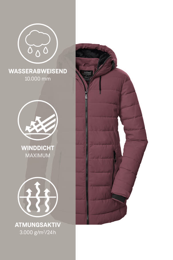 KILLTEC KOW 55 WMN QLTD PRK Freizeitmäntel Damen Steppparka dunkel mauve