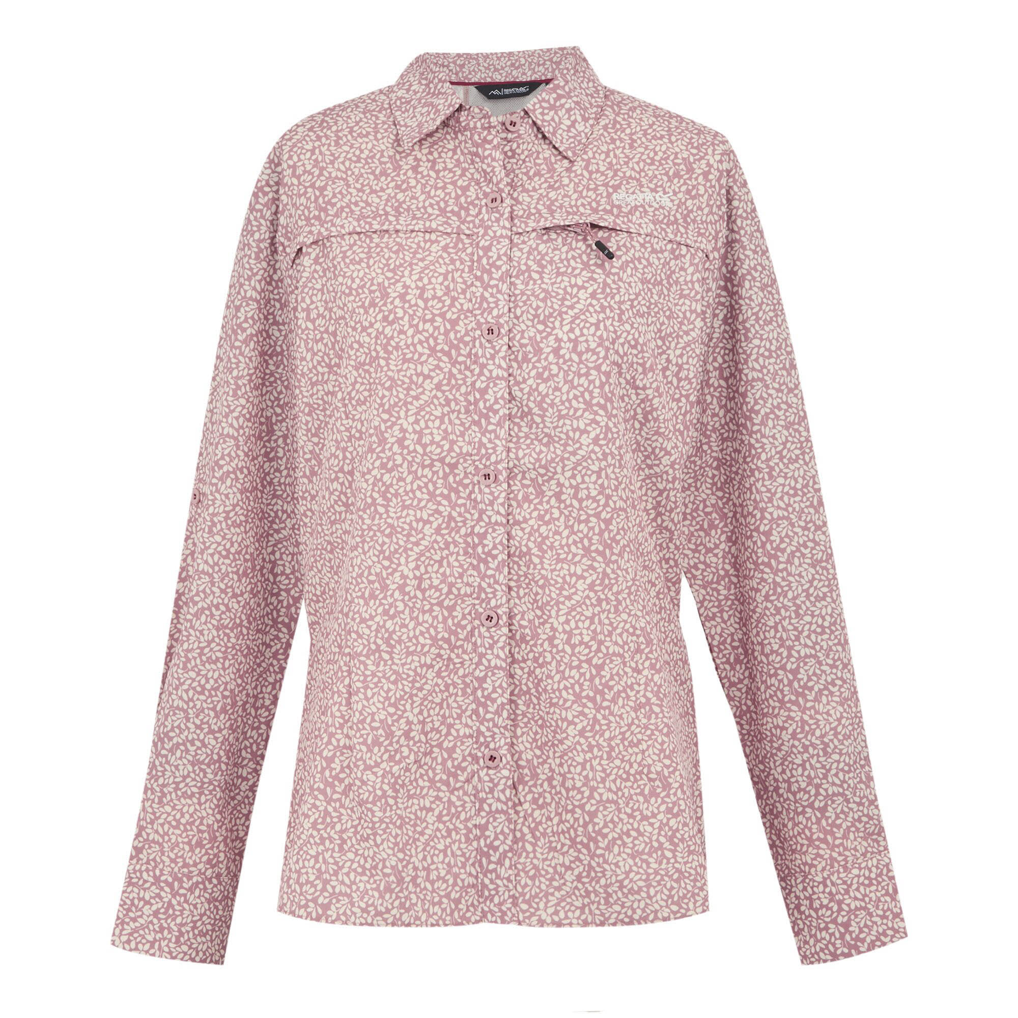 REGATTA Travel Packaway Langarmshirt Hemd Damen rot weiß