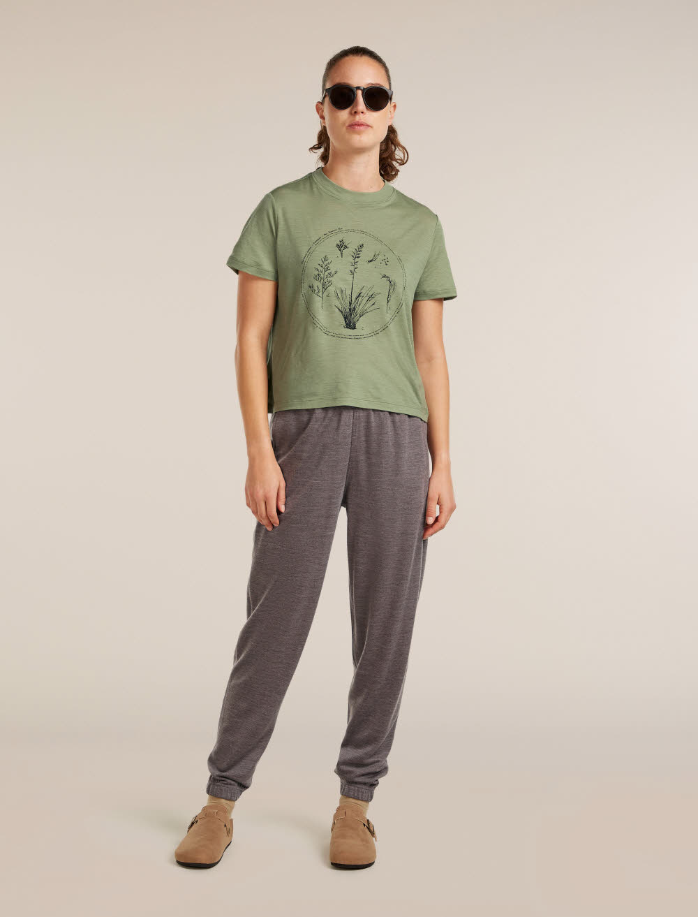 Icebreaker Merino 150 Tech Lite SS Crop Tee Seed Story Damen T-Shirt Funktionsshirt grün
