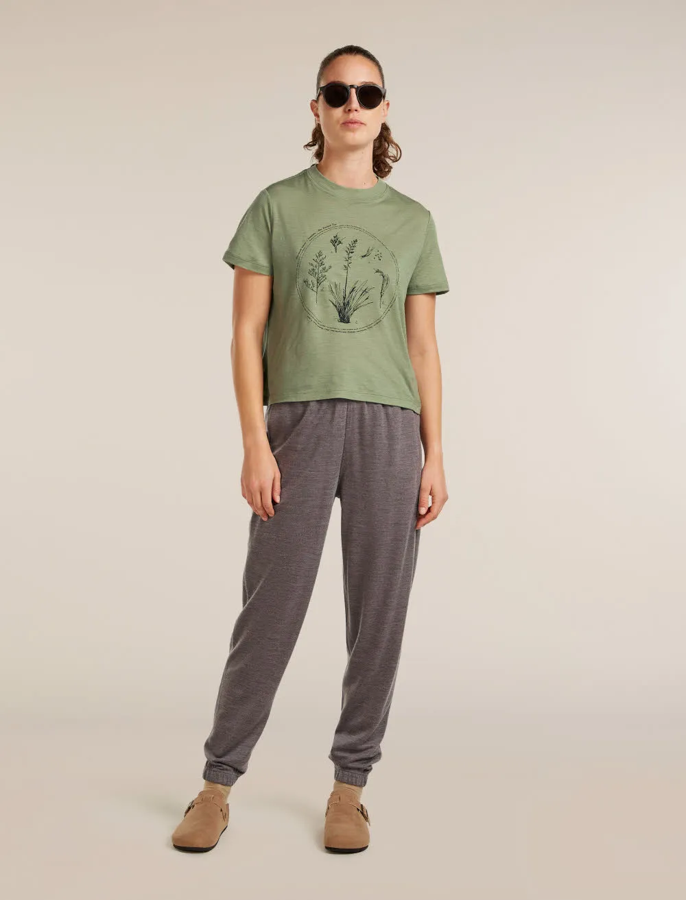 Icebreaker Merino 150 Tech Lite SS Crop Tee Seed Story Damen T-Shirt Funktionsshirt grün