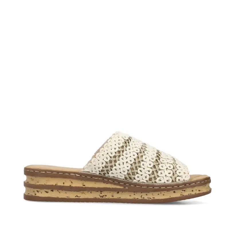 Rieker FSK Damen Pantoletten Sandalen beige