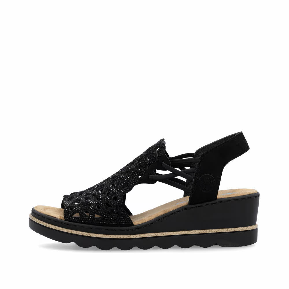 Rieker FSK Damen Sandalen Keilsandaletten schwarz