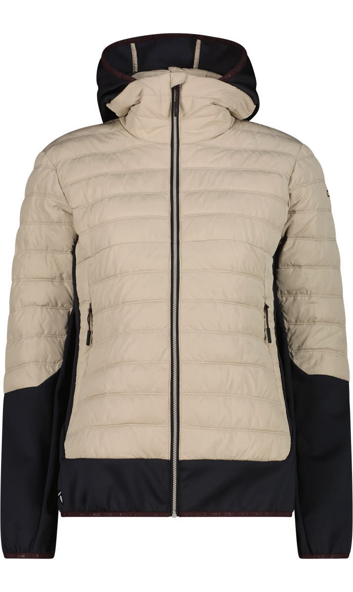 CMP WOMAN JACKET HYBRID FIX HOOD Damen Winterjacke Kapuzenjacke beige
