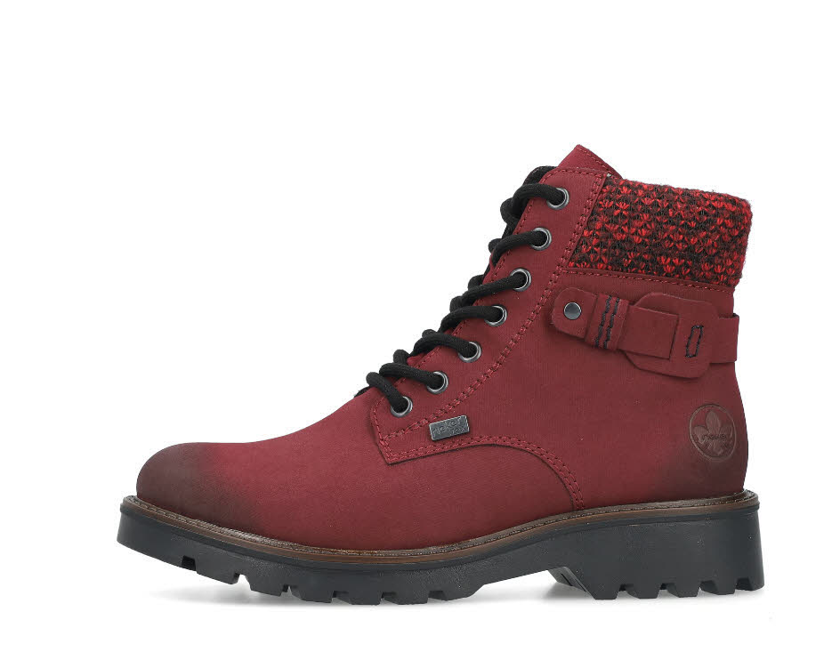 Rieker Damen Schnürstiefel Stiefelette Schnürer gefüttert rubinrot
