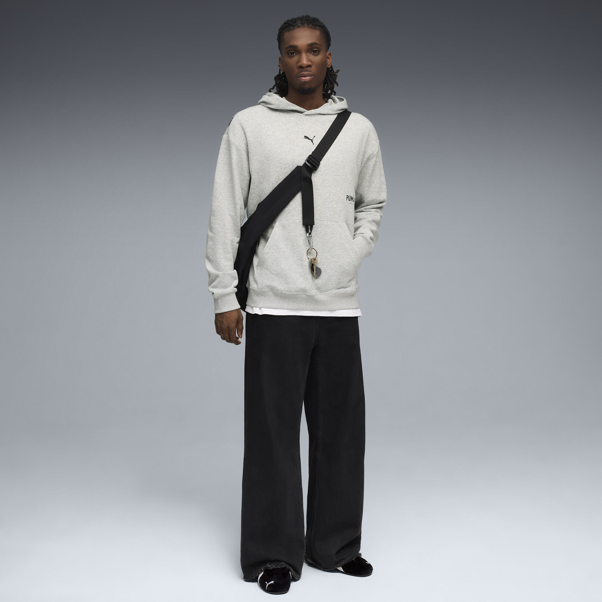 Puma GRAPHIC FRENCH TERRY HOODIE Herren Hoodie grau