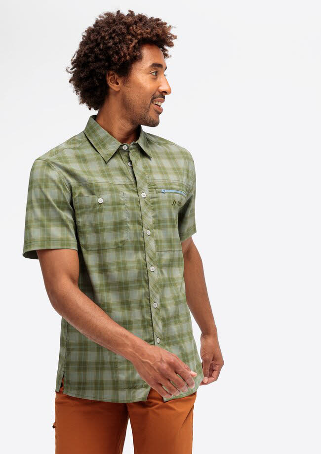 Maier Sports S/S Herren Hemd Wanderhemd Kurzarmhemd grün