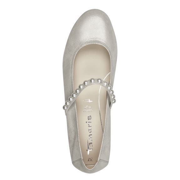 Tamaris Damen Ballerina Riemchenballerina silber grau