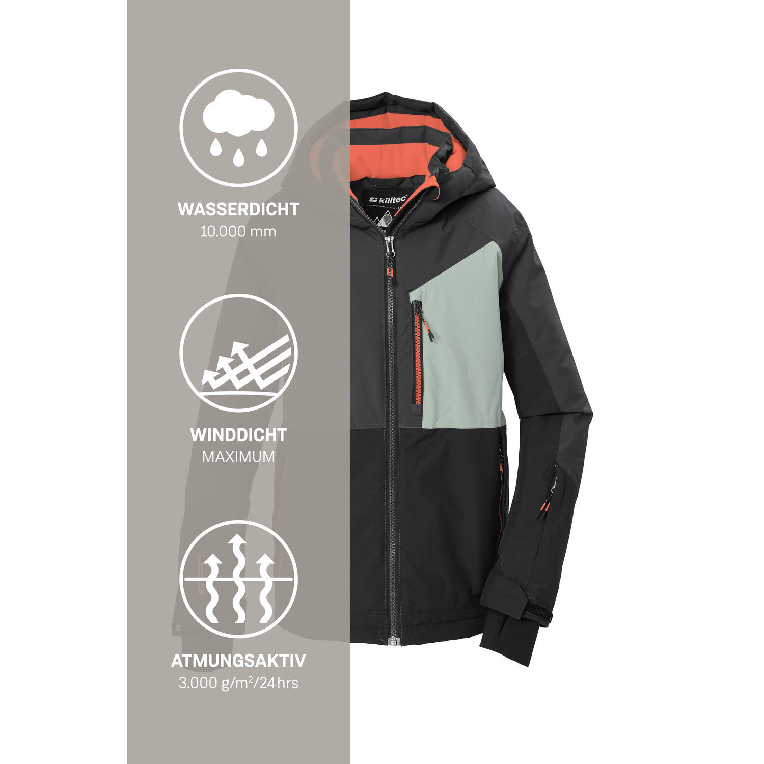 Killtec KSW 206 BYS SKI JCKT Jungen Skijacke Winterjacke schwarz