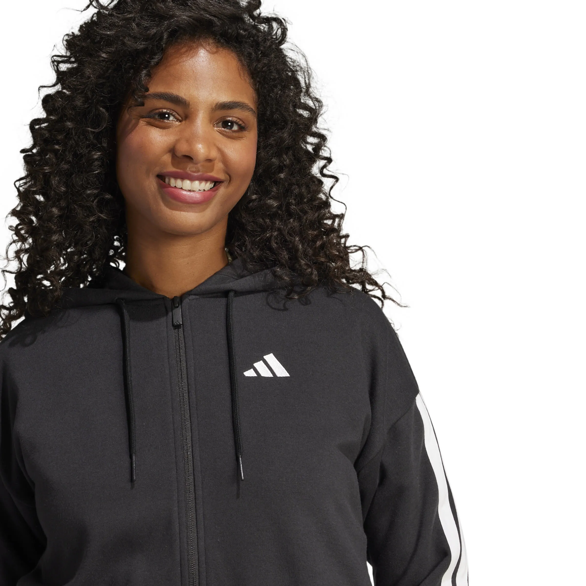 adidas Essentials 3-Streifen French Terry Kapuzenjacke Damen schwarz