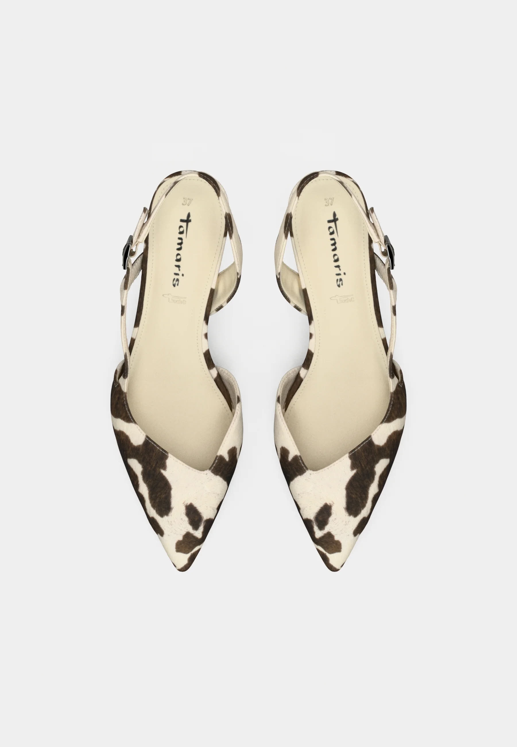Tamaris Pumps Damen white/brown Kuh-Muster Slingpump