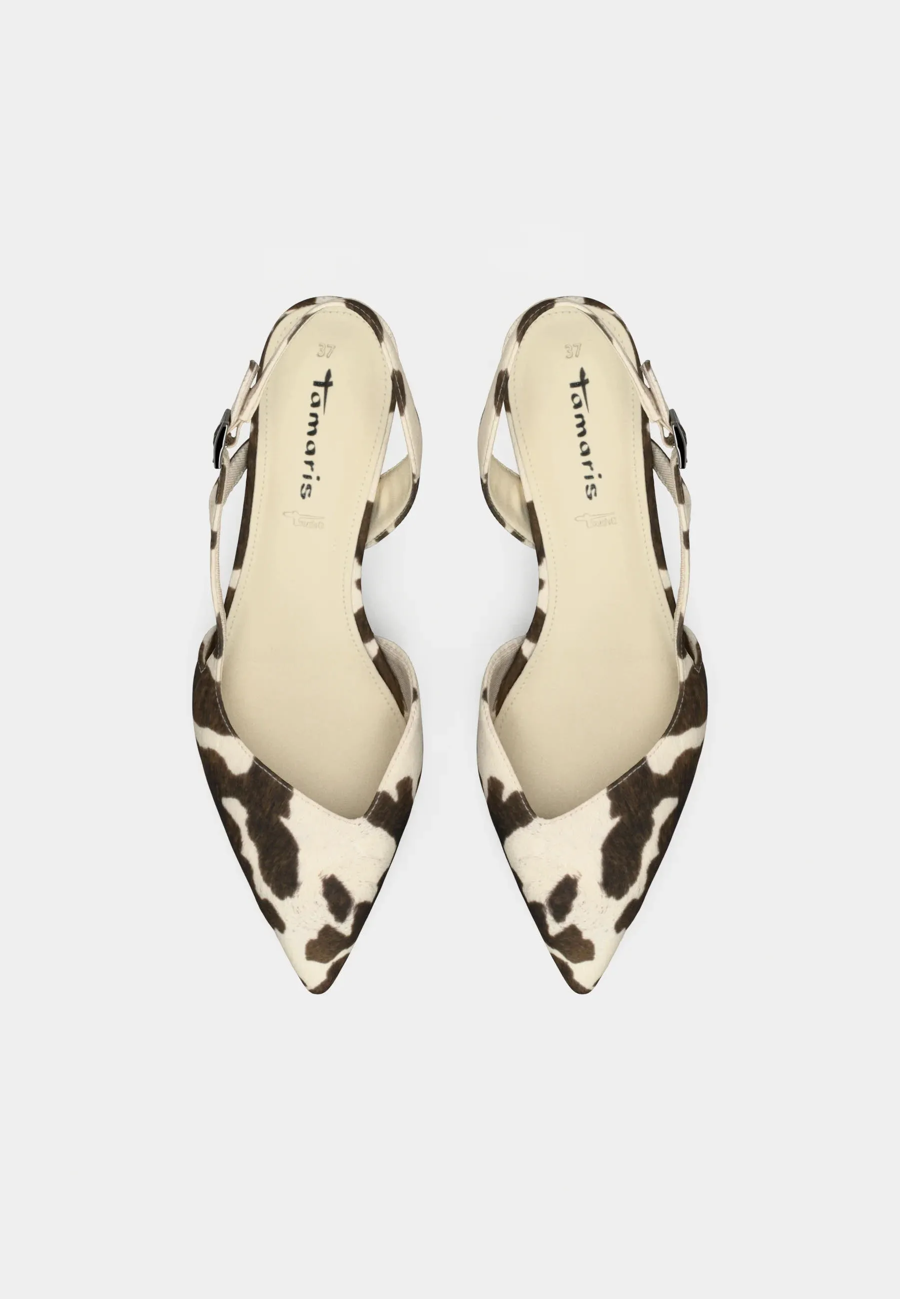 Tamaris Pumps Damen white/brown Kuh-Muster Slingpump