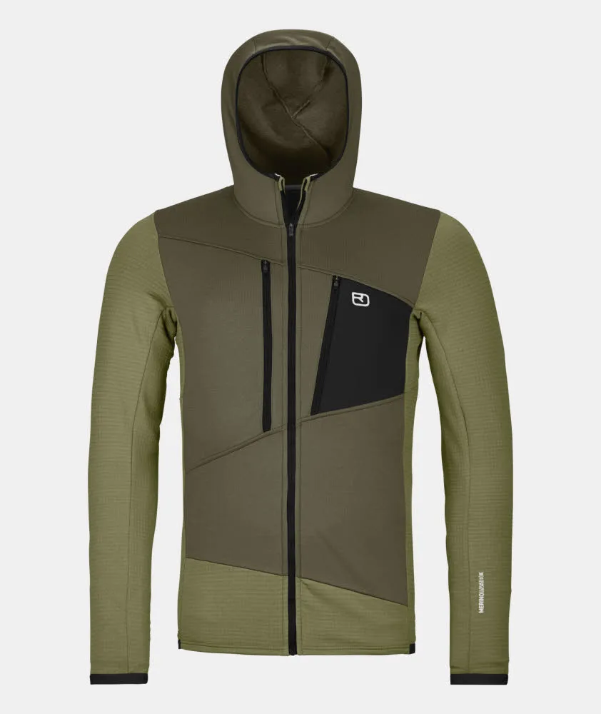 Ortovox FLEECE GRID HOODY Fleecejacke Herren grün