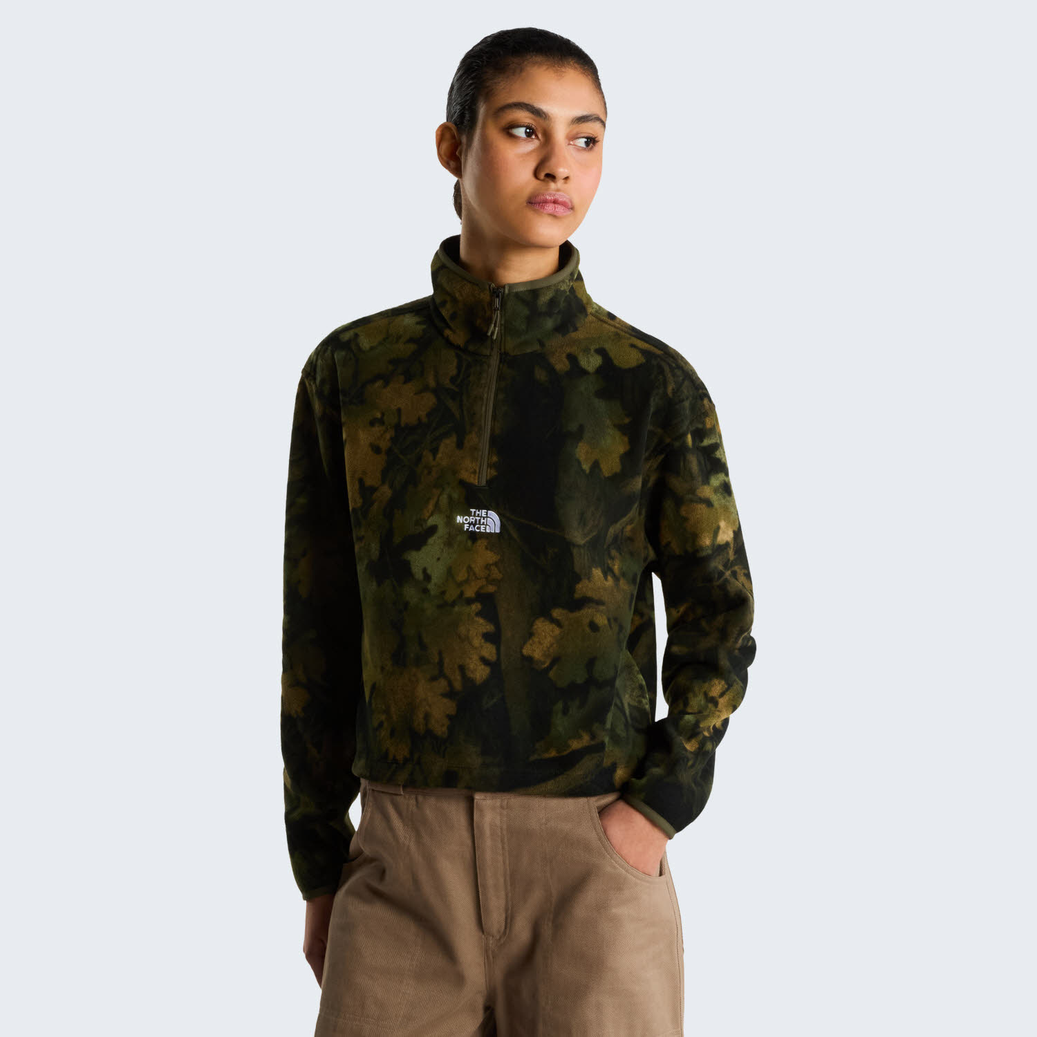 THE NORTH FACE DA NOVELTY LOGO GLACIER 1/4 ZIP - PRINT Fleecepulli Damen Woodland Green Yosem