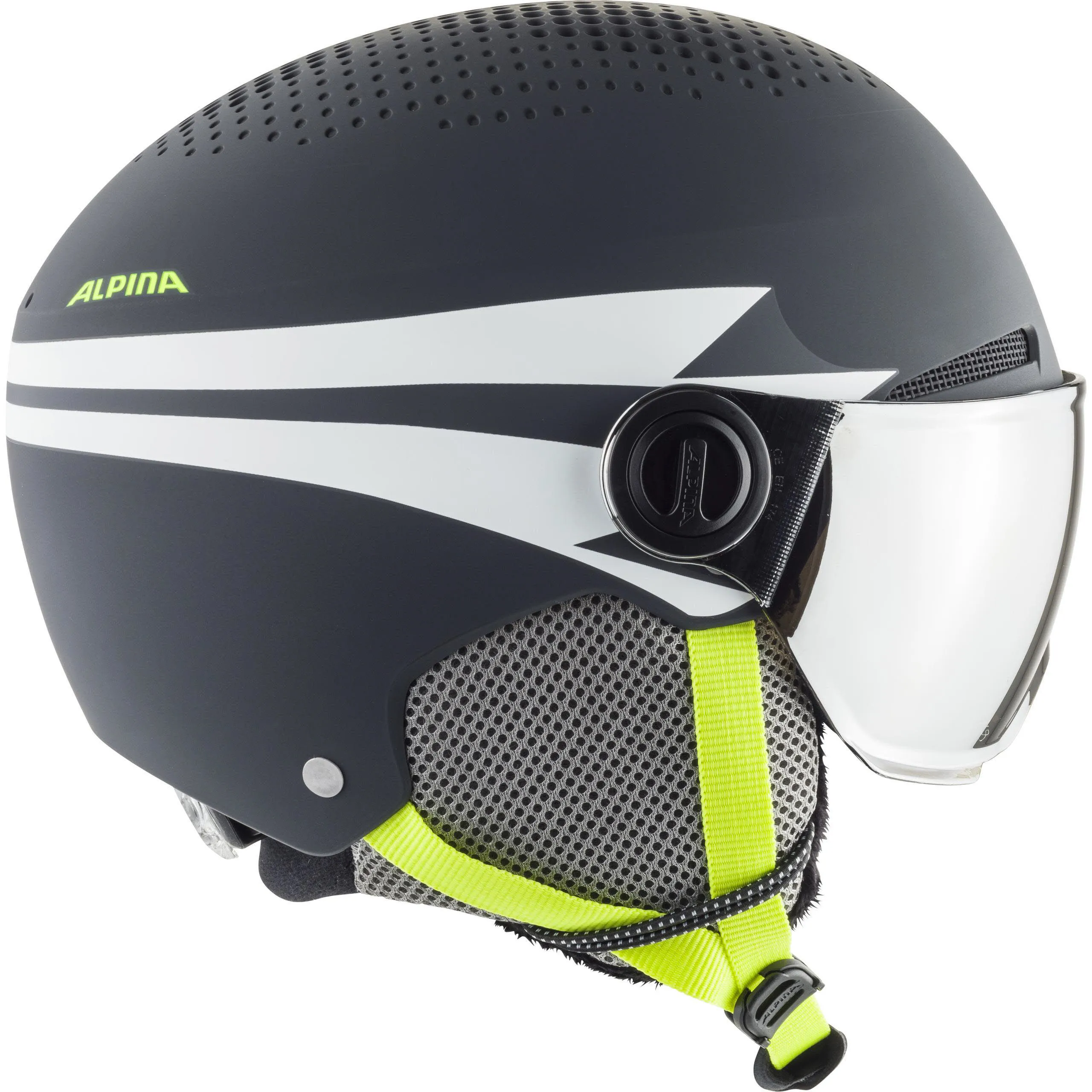 Alpina Zupo Visor Visierhelm Junior Skihelm Snowboardhelm charcoal neon matt NEU