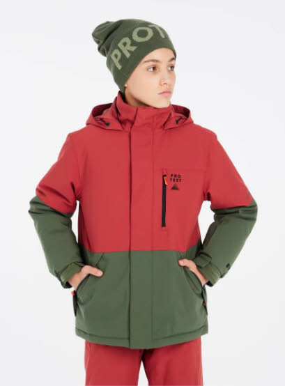 Protest PRTSAVER JR Skijacke Kinder Jungen dunkelgrün rot