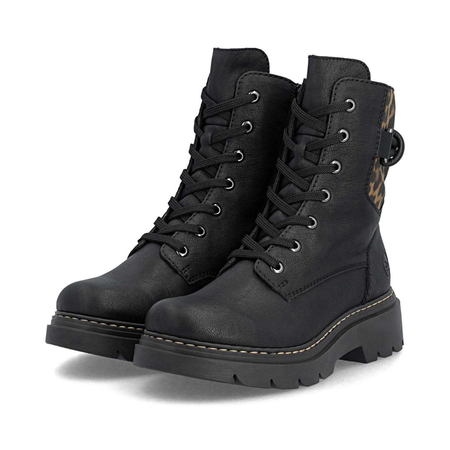 Rieker HWK Damen Stiefel Damen Modestiefel Biker Boots schwarz/braun