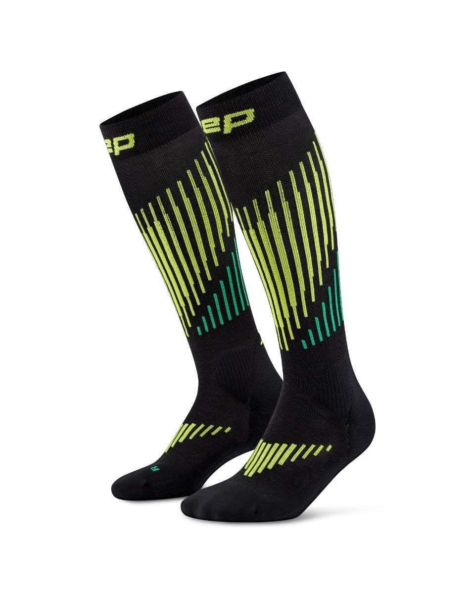 CEP Ski Touring Merino Socks Tall 3.0 Damen Skisocken black/lime