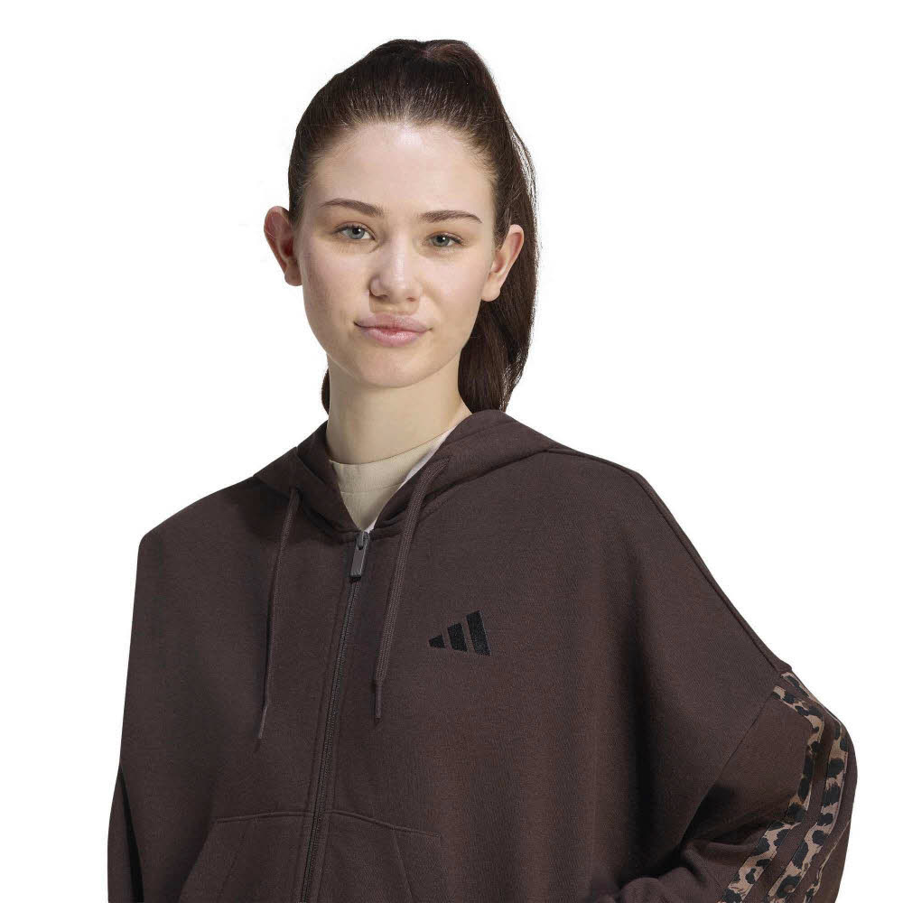 adidas ESSENTIALS ANIMAL PRINT Damen Hoodie Kapuzenjacke braun leo-print
