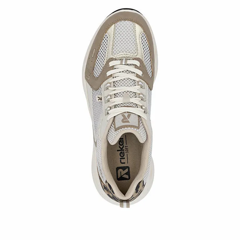 Rieker Damen Sneaker Halbschuhe low beige braun leoprint