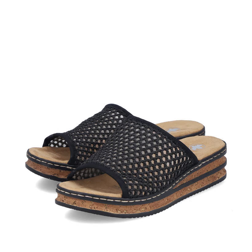 Rieker Damen Pantolette Sandale schwarz
