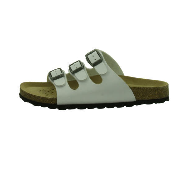 Longo Tieffußbett Hausschuhe Pantoletten Sandale Damen weiß NEU