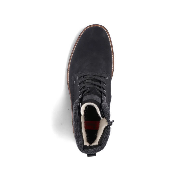 Rieker Herren Schnürstiefel Stiefelette Modeschuh gefüttert schwarz NEU