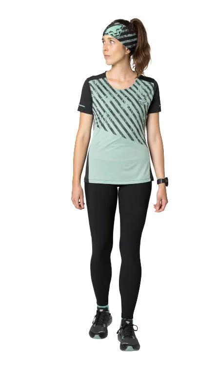 Dynafit ALPINE 2 S/S TEE Laufshirt Damen hellblau schwarz