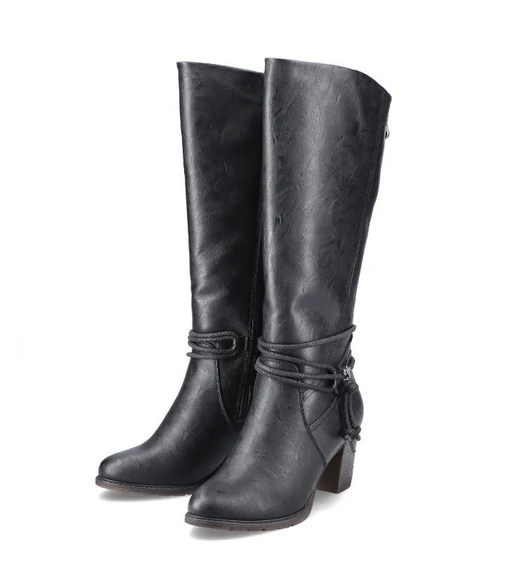 Rieker Damen Hochschaftstiefel gefüttert tiefschwarz