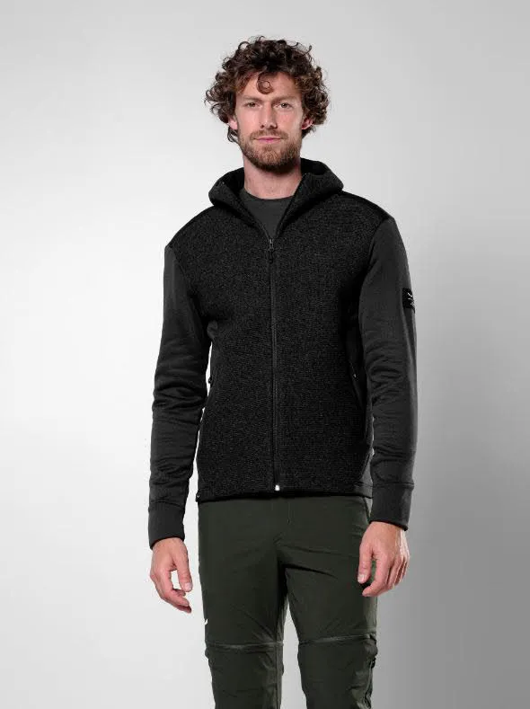 Salewa Fanes Sarner Light Hybrid Herren Strickjacke Kapuzenjacke schwarz