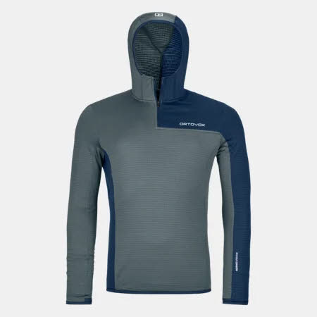 Ortovox FLEECE LIGHT GRID ZN HOODY M Herren Kapuzenpullover Midlayer grau